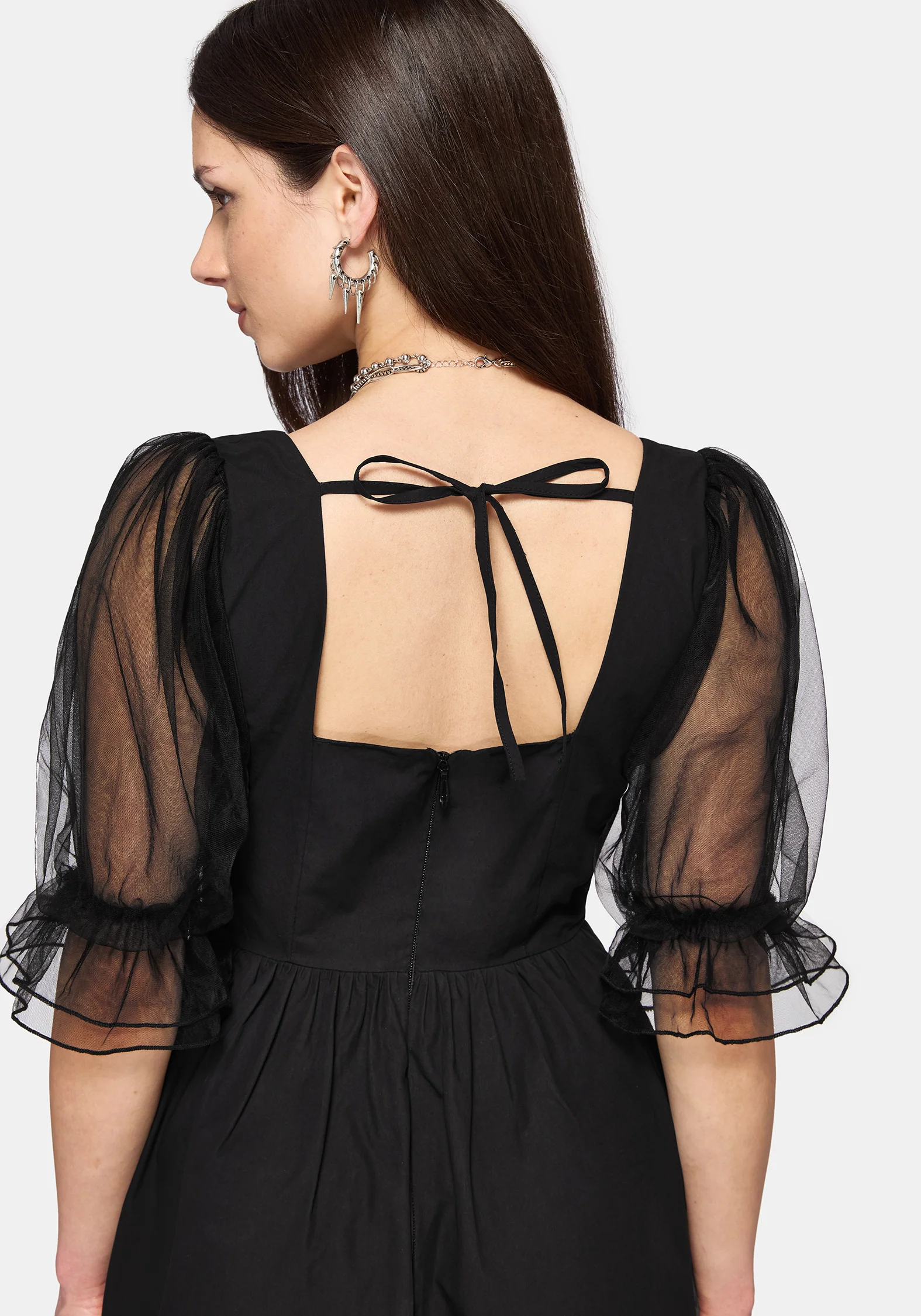 Phoenix Cotton Embroidered Puff Sleeve Midi Dress - Image 7