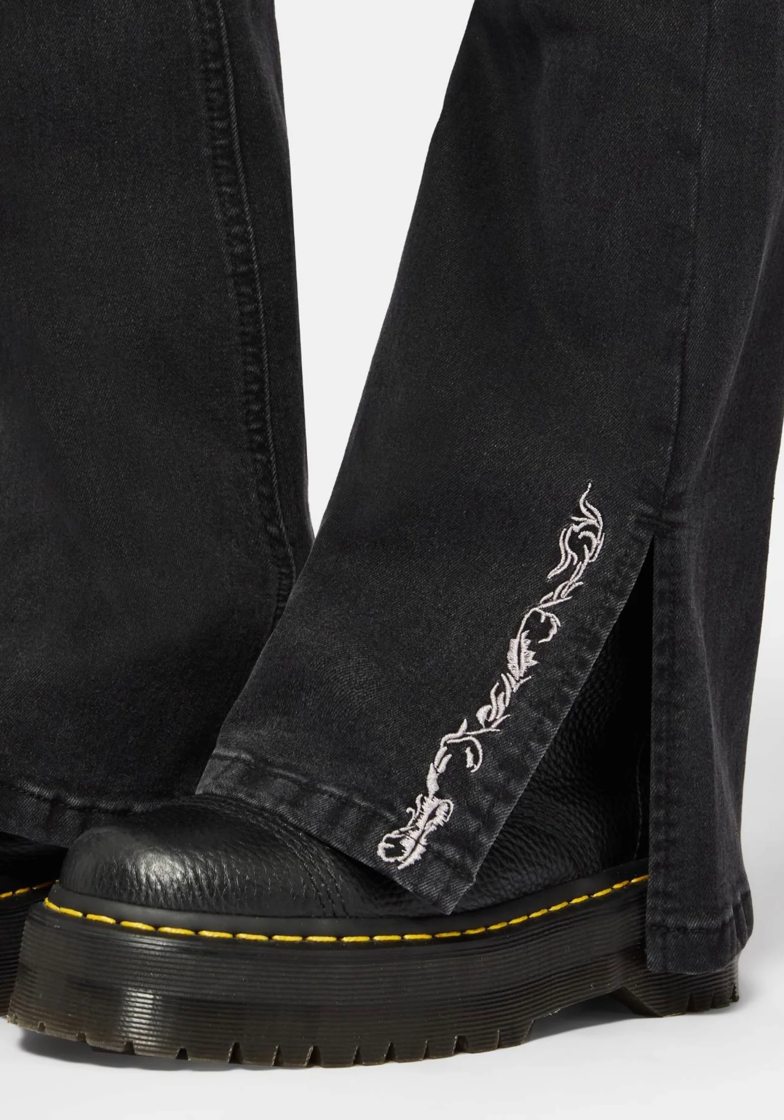 Reina Celestial Embroidered Denim Kick Flare Jean - Image 4