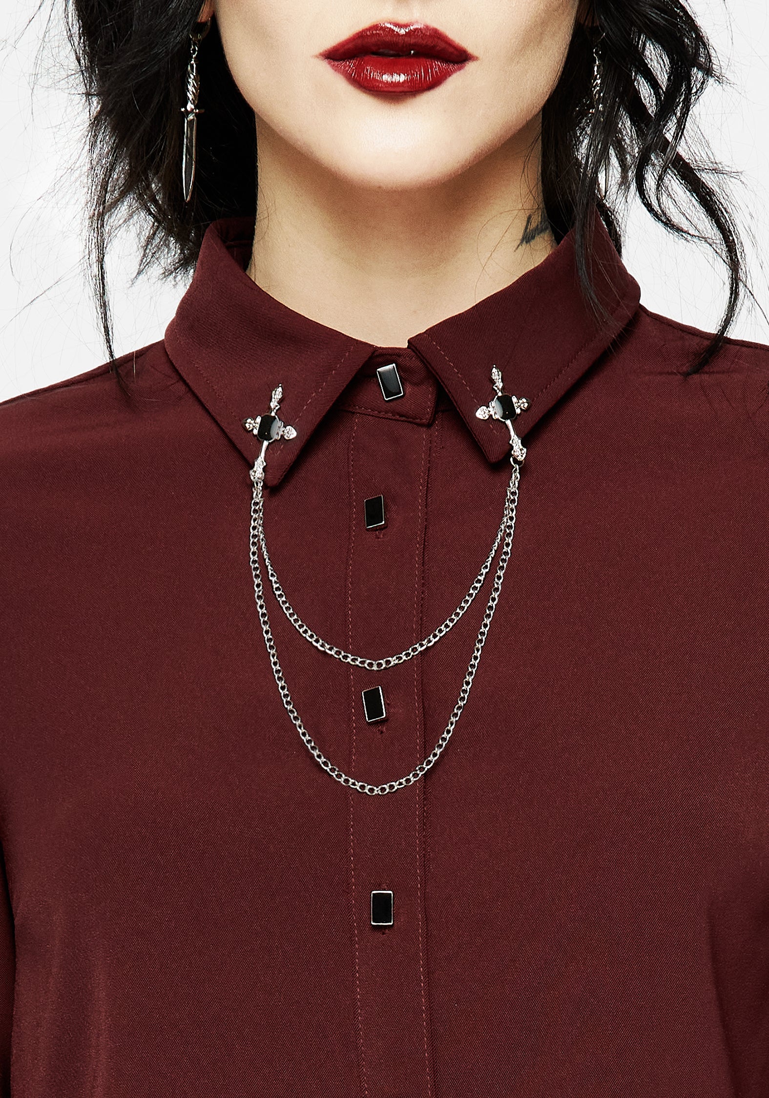 Resurrection Cross Chain Collared Crop Shirt - Image 2
