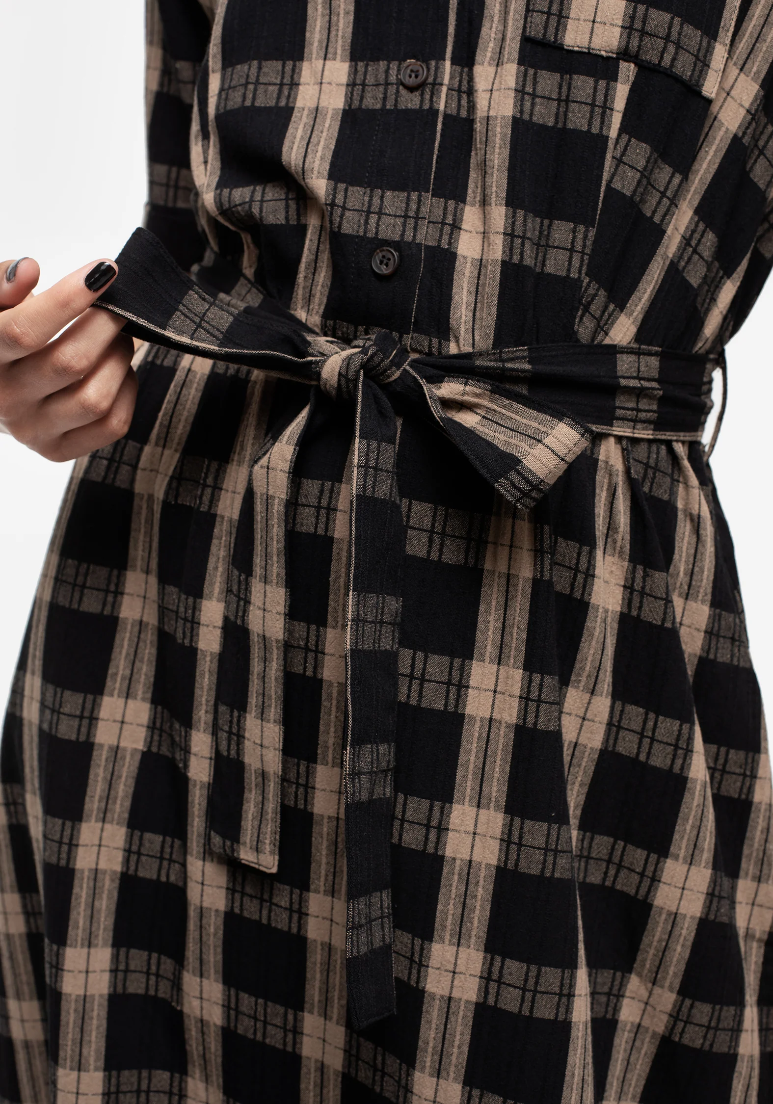 Rogue Check Cotton Midi Shirt Dress - Image 2