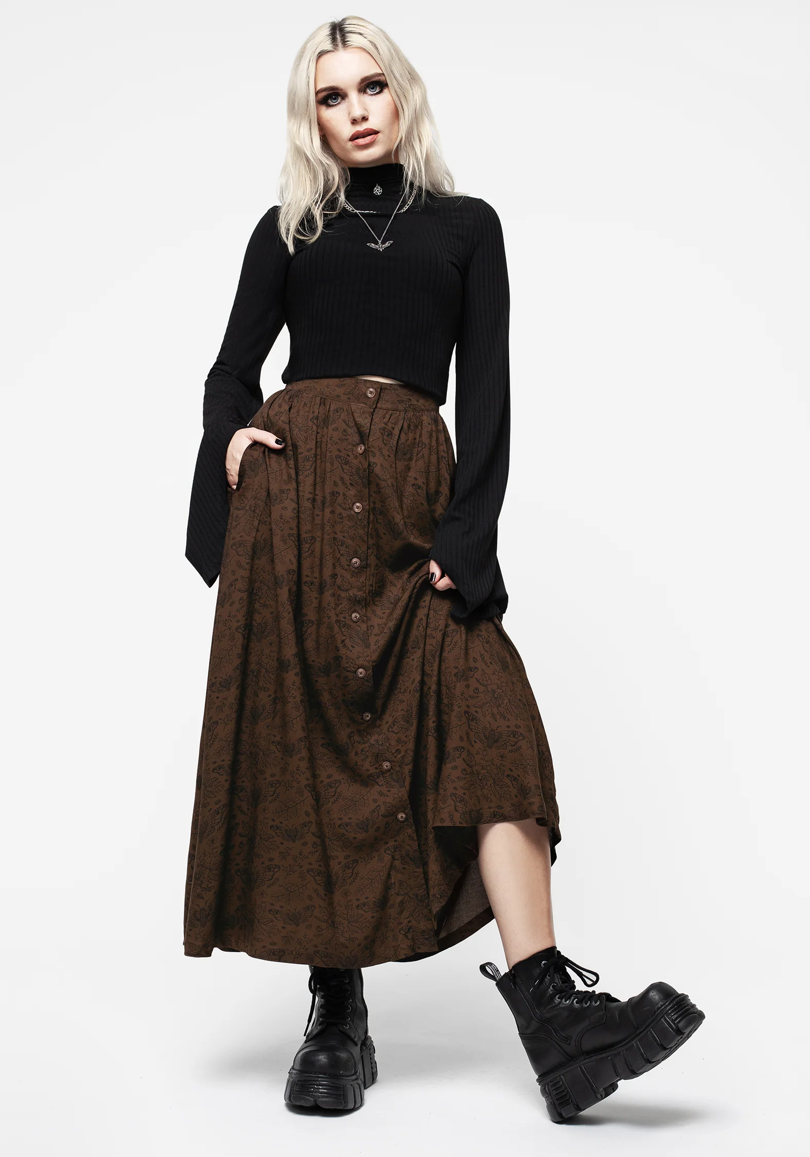 Rosamoth Button Up Midi Skirt - Image 3