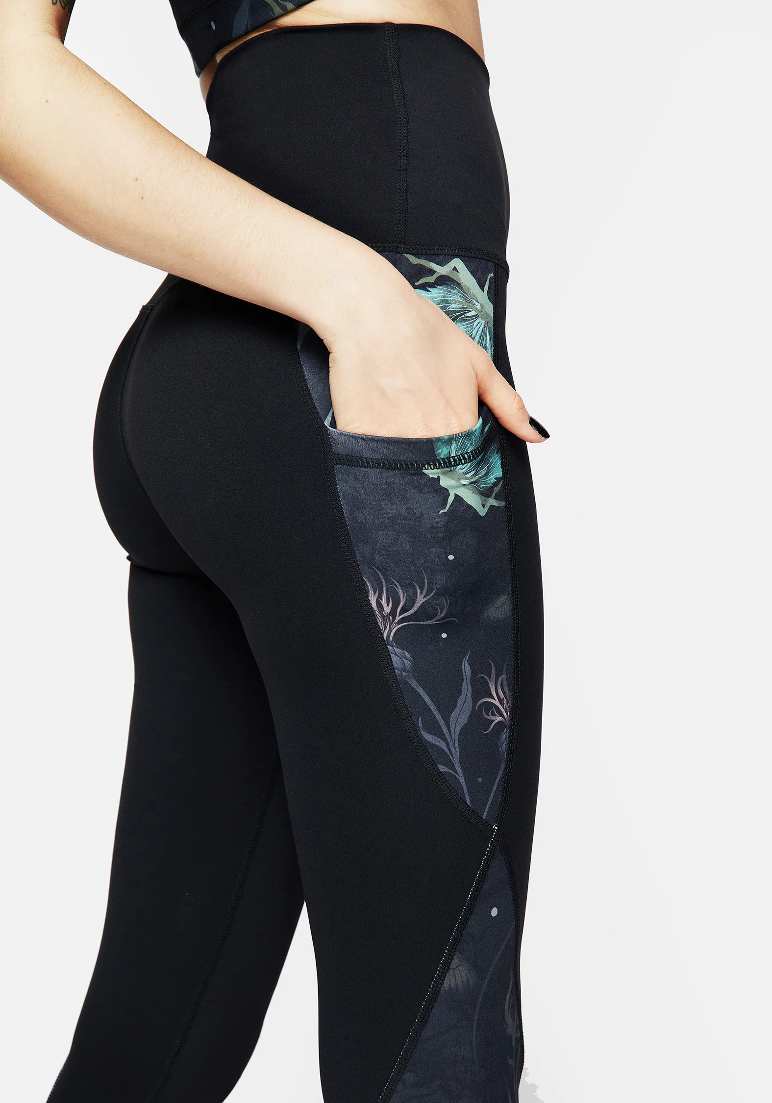Rosanella Floral Fairy Print Athleisure Sports Leggings - Image 2