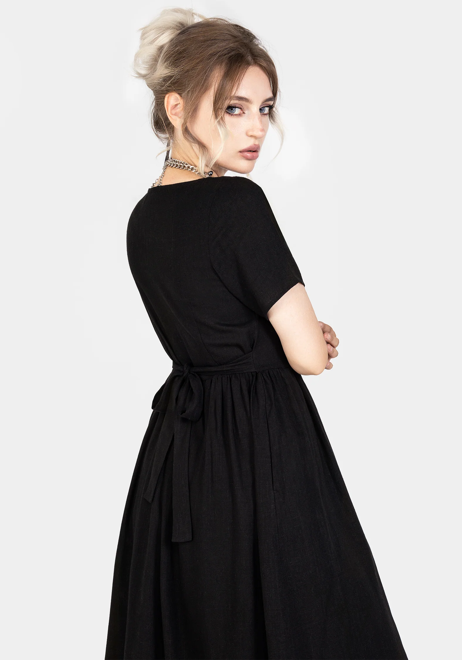 Rowan Linen Button Up Midi Dress - Image 9