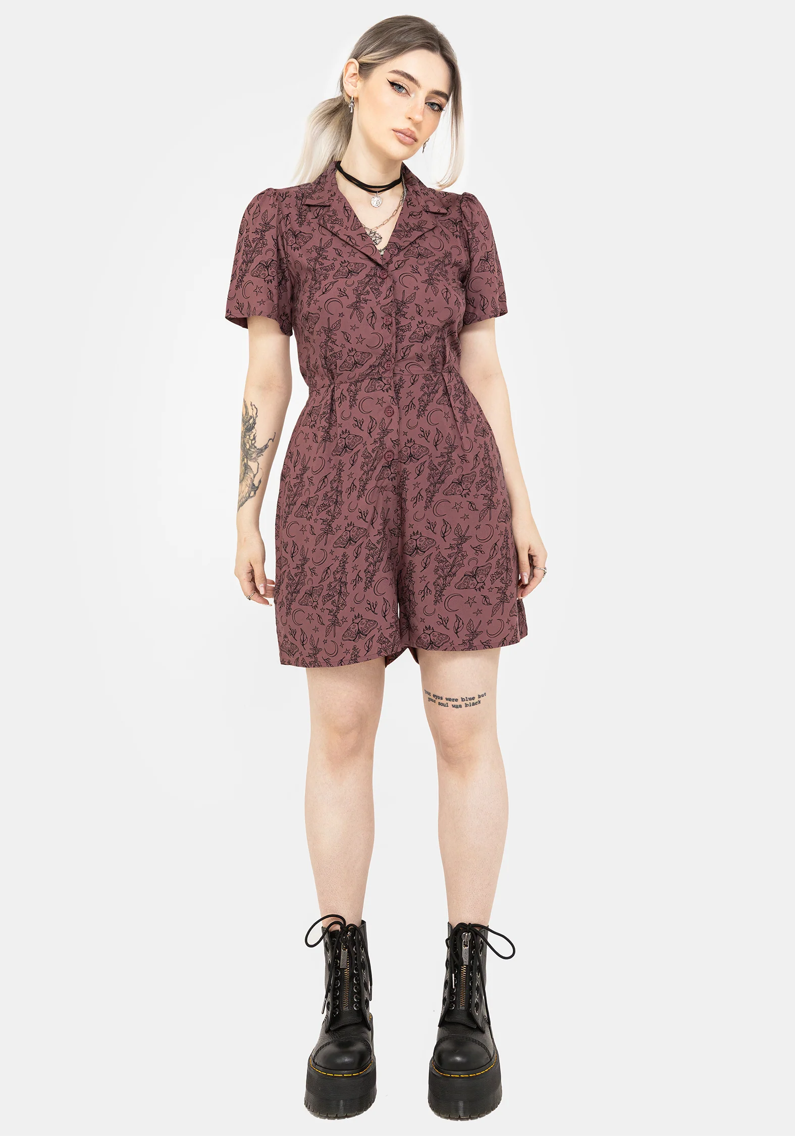 Roxana Moth Foxglove Button Down Playsuit - Image 4