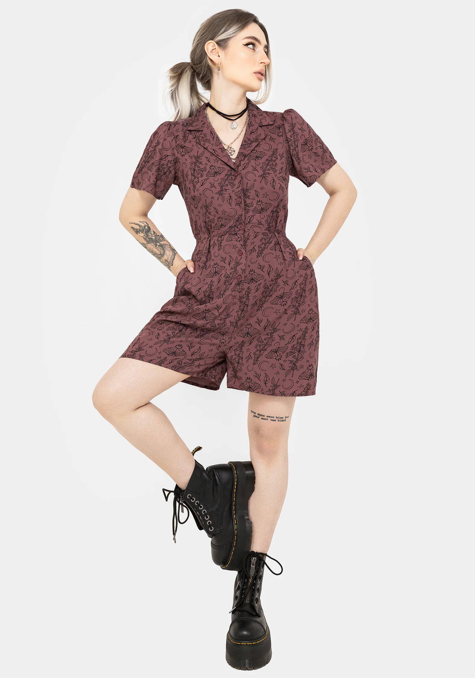 Roxana Moth Foxglove Button Down Playsuit - Image 6