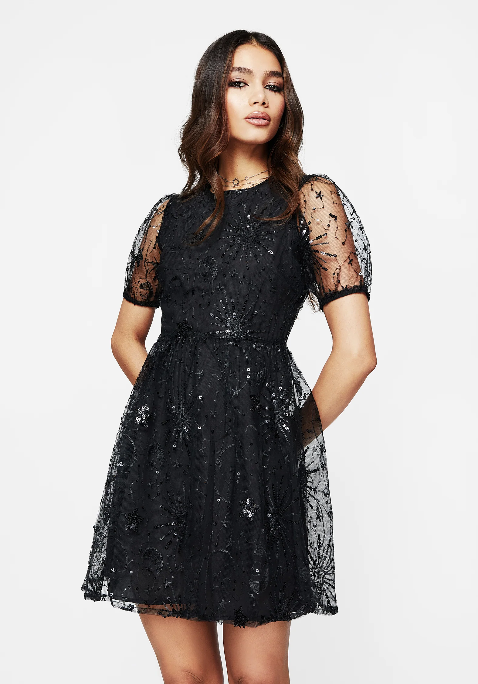 Sirius Sequined Puff Sleeve Mini Dress - Image 3
