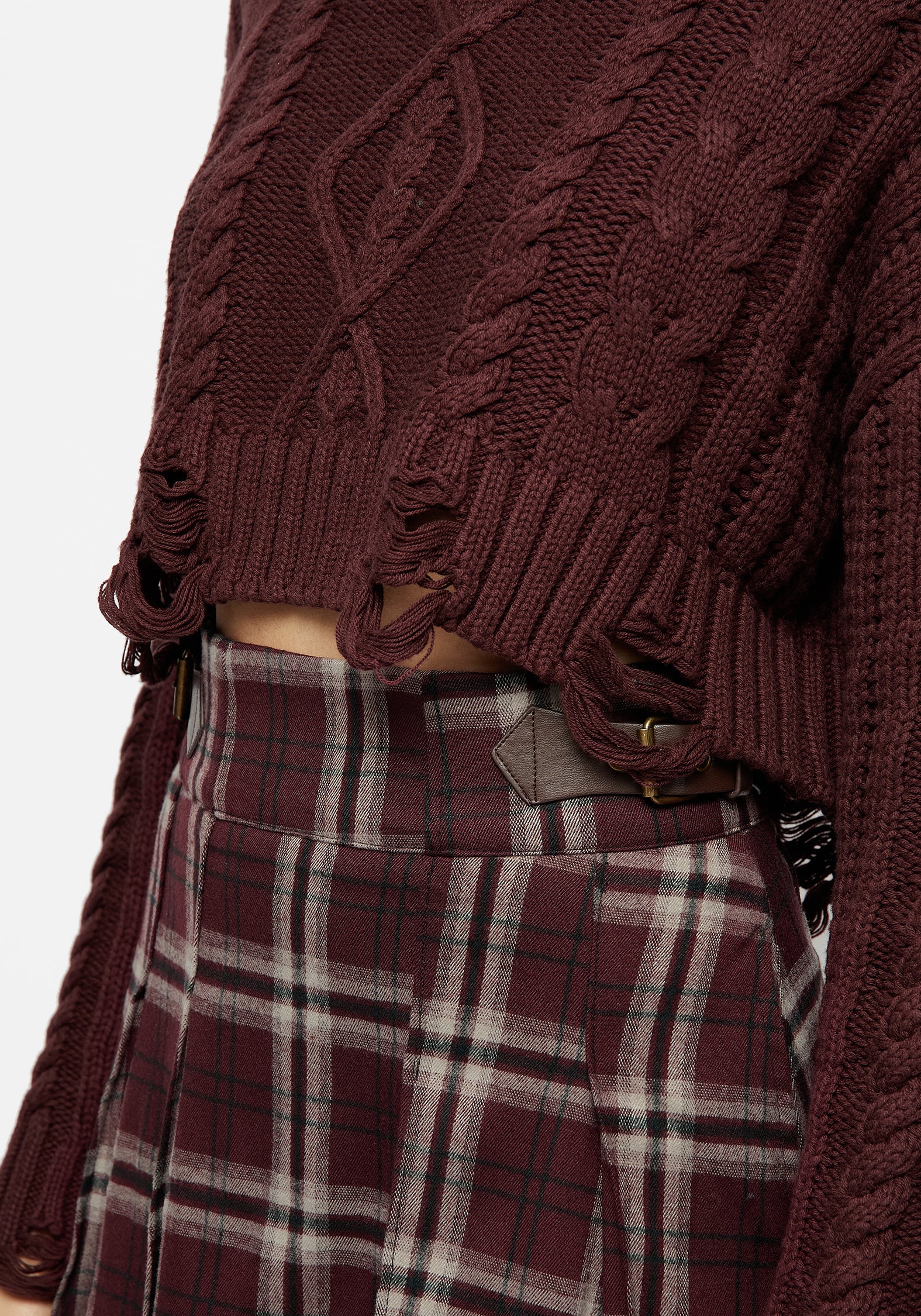 Skulk Distressed Cable Knit Crop Sweater - Image 6