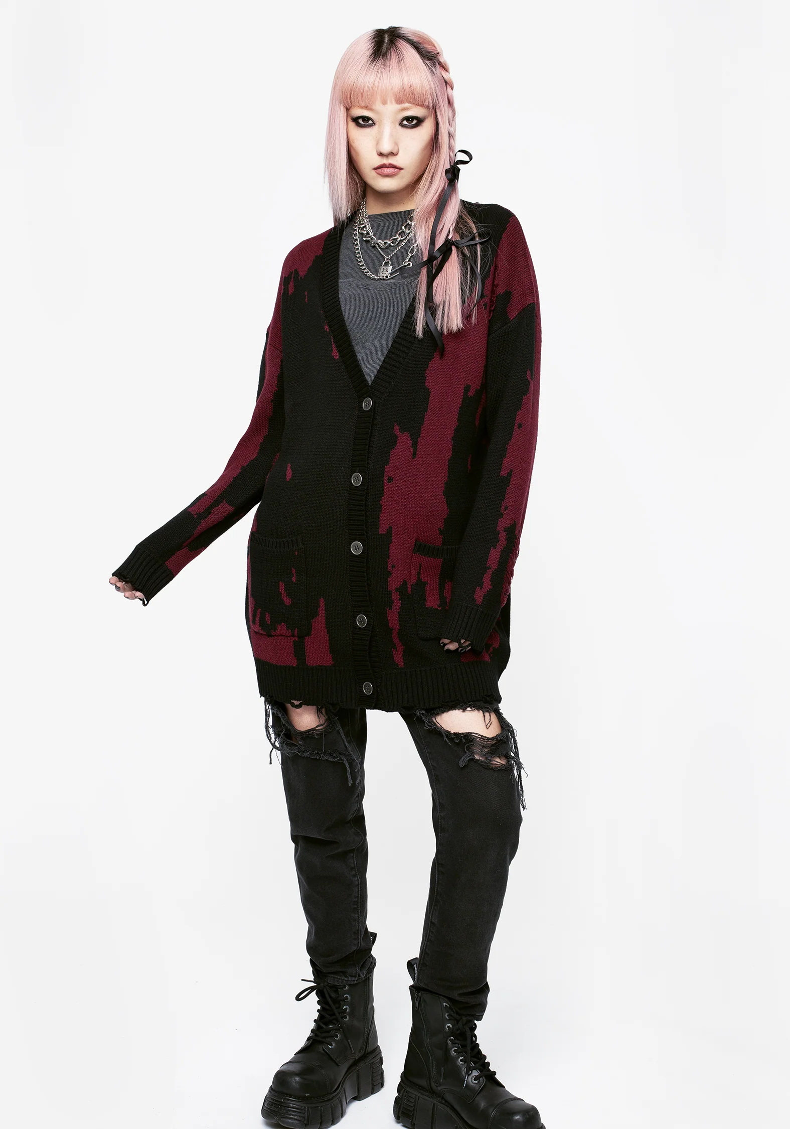 Snag Distressed Oversized Cardigan - Image 5