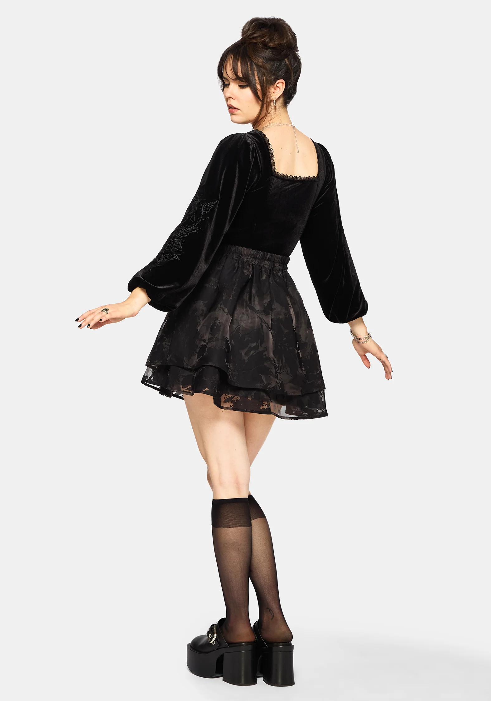 Spectre Layered Contrast Lining Mini Skirt - Image 3