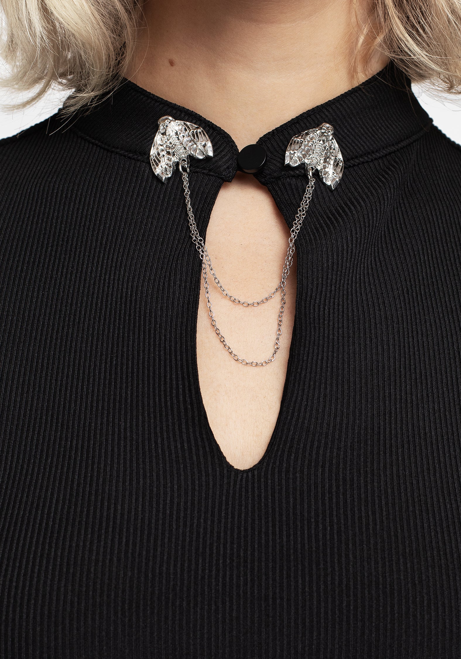 Styx Moth Choker Collar Flare Sleeve Top - Image 2