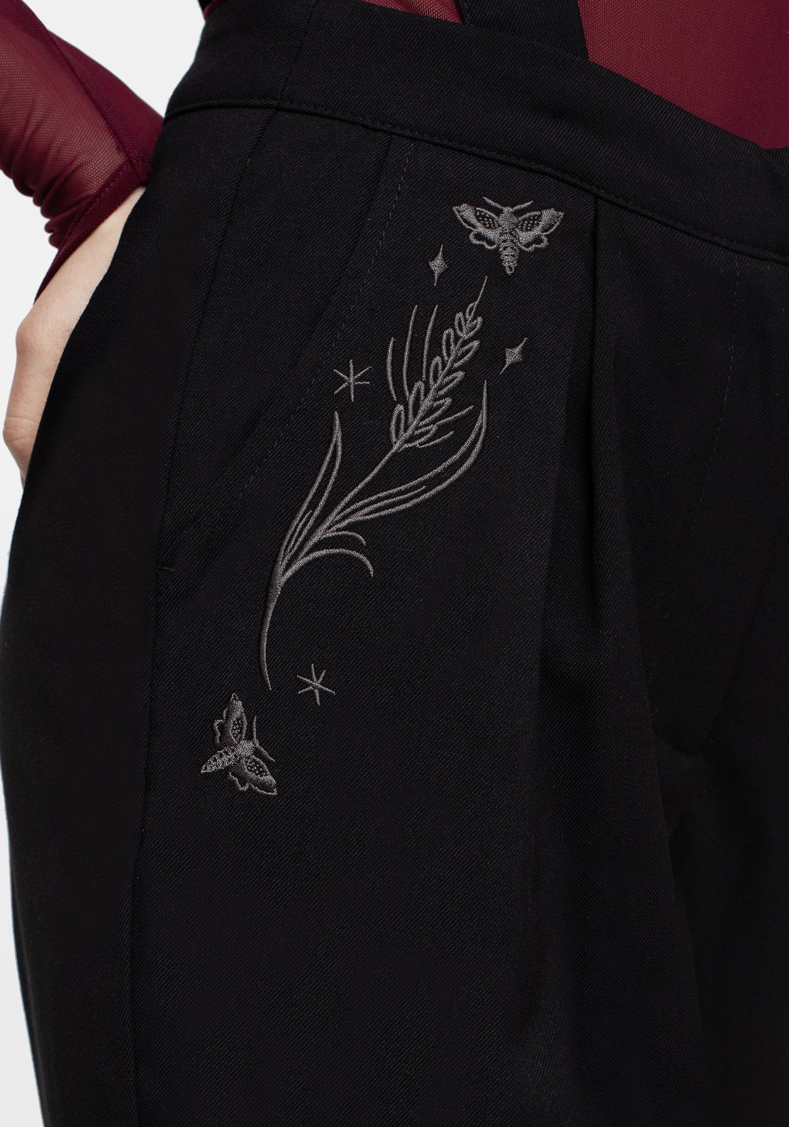 Styx Moth Embroidered Tapered Trousers - Image 3