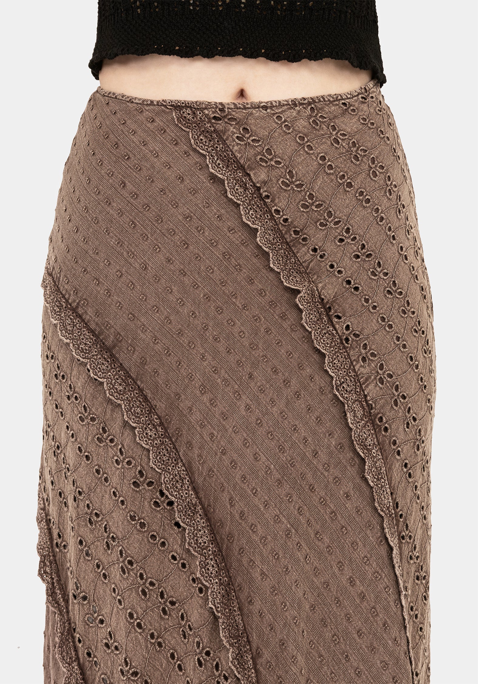 Summerisle Cotton Broderie Detail Midaxi Skirt - Image 2