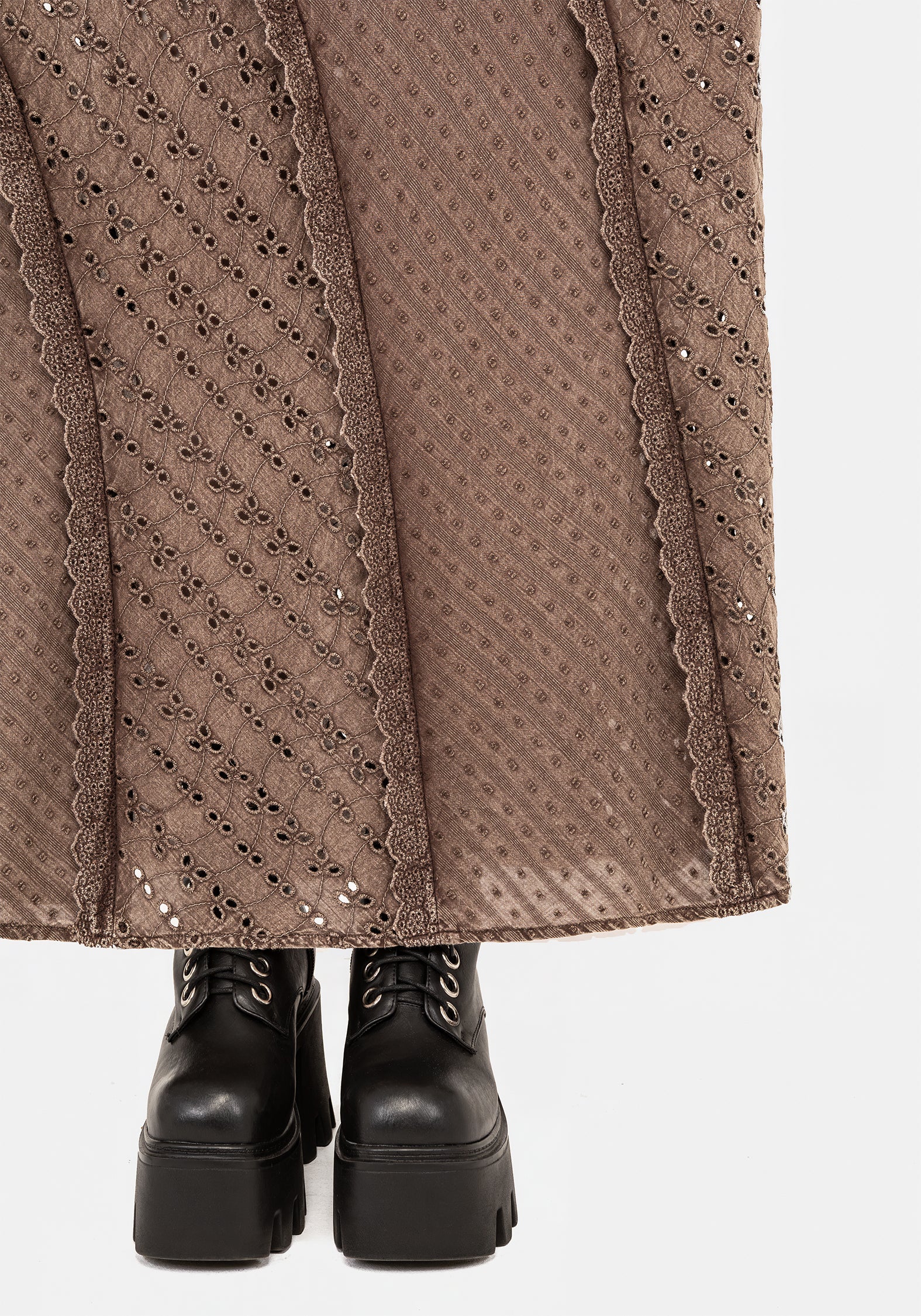 Summerisle Cotton Broderie Detail Midaxi Skirt - Image 6