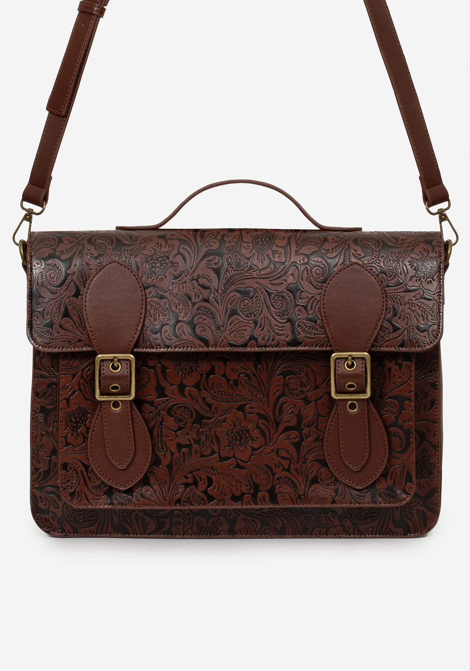 Sunder Floral Debossed Mini Crossbody Satchel Bag