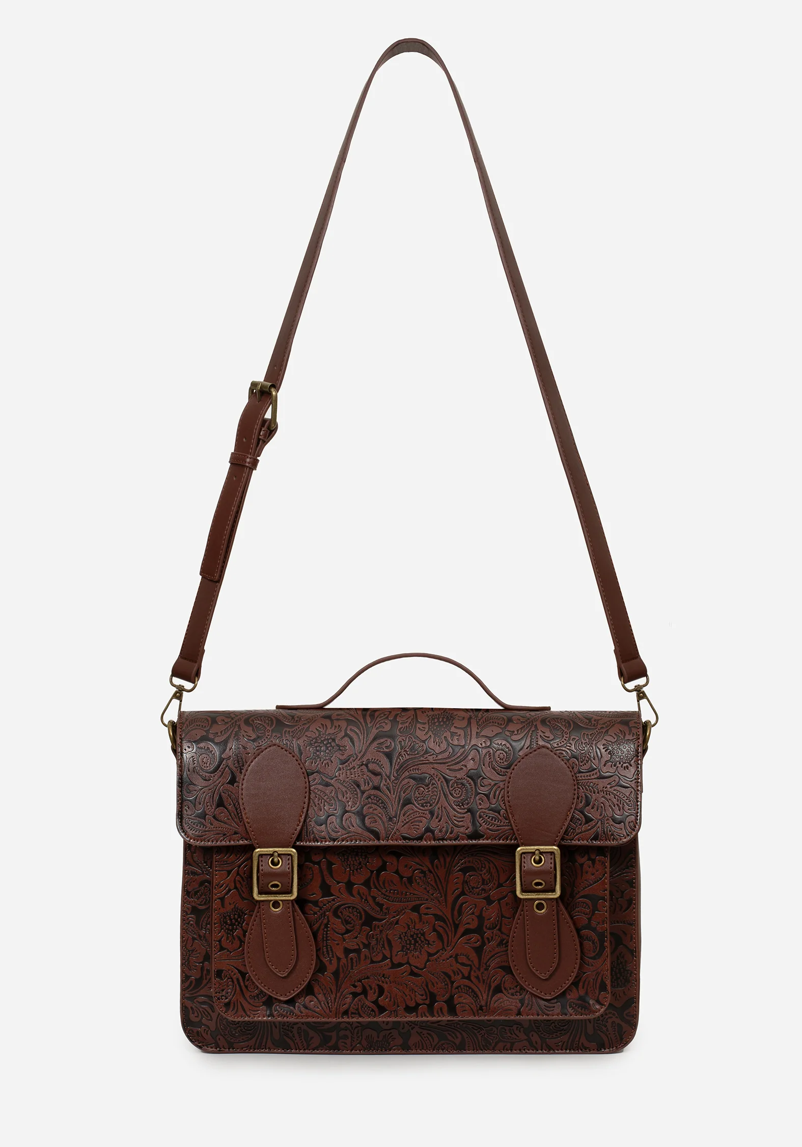 Sunder Floral Debossed Mini Crossbody Satchel Bag - Image 8
