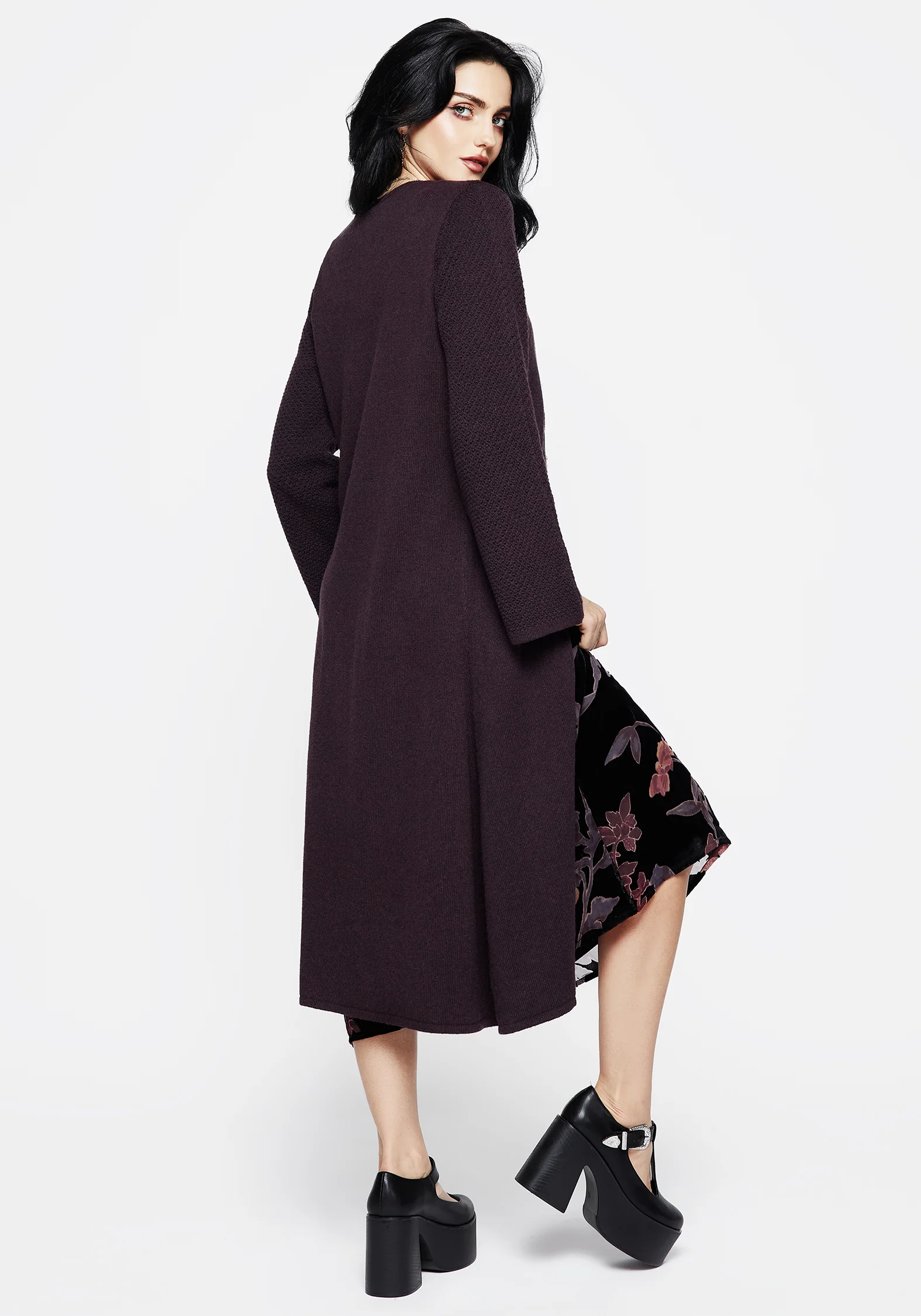 Sunniva Embroidered Tie Front Longline Knit Cardigan - Image 3