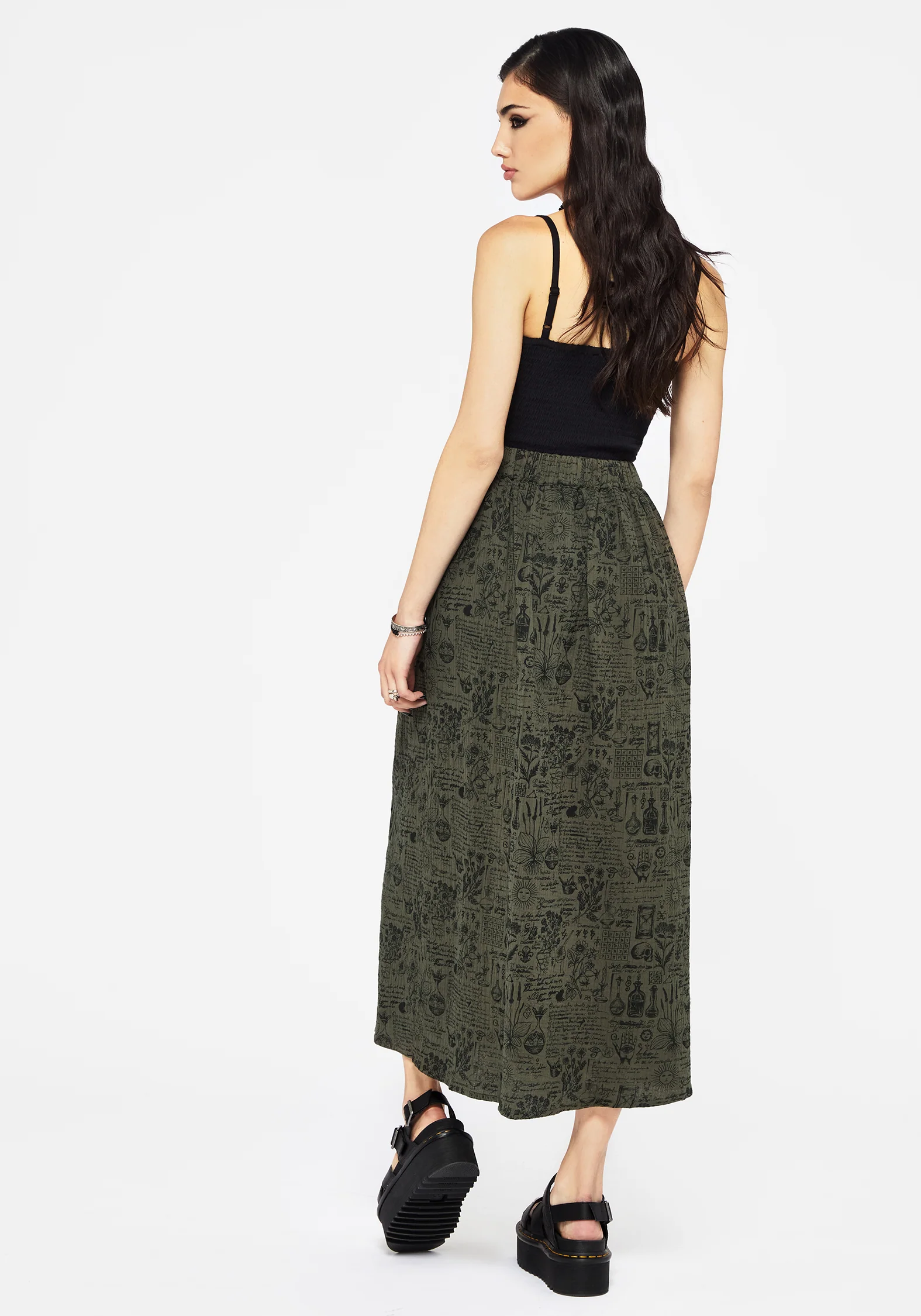 Taddea Cotton Side Button Up Maxi Skirt - Image 3