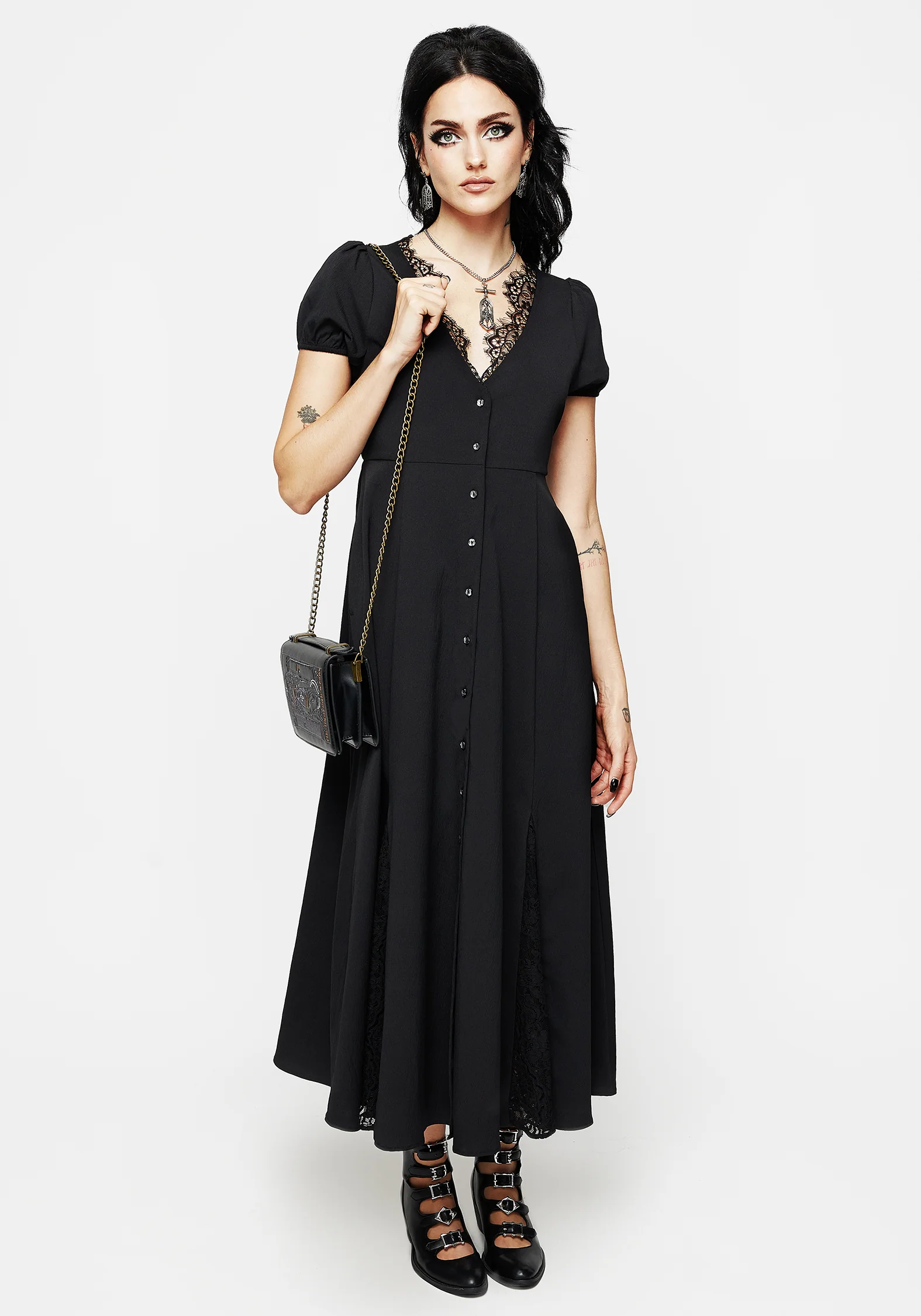 Taissa Floral Lace Button Up Midaxi Dress - Image 4
