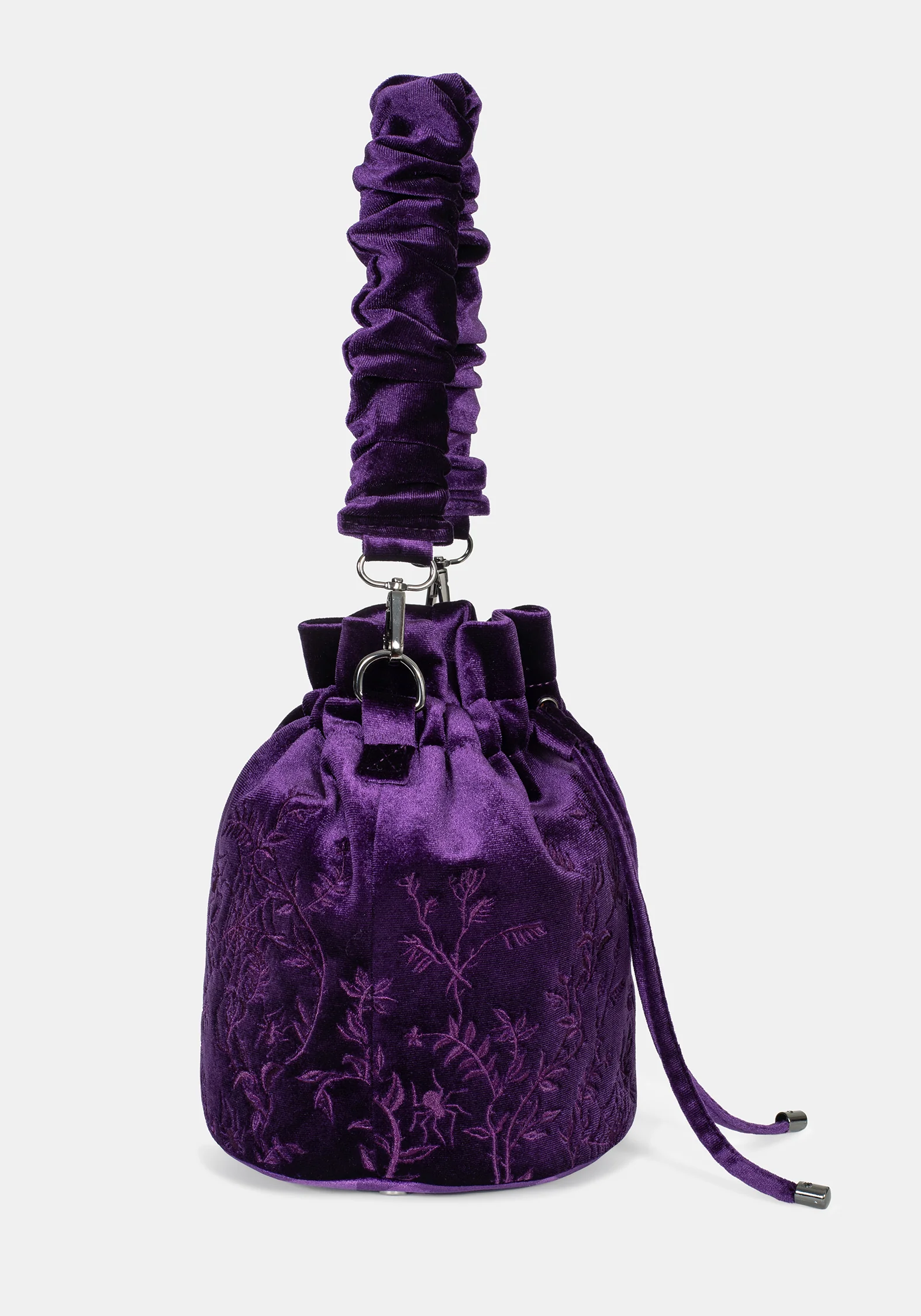 Tamsin Purple Velvet Bucket Bag - Image 6