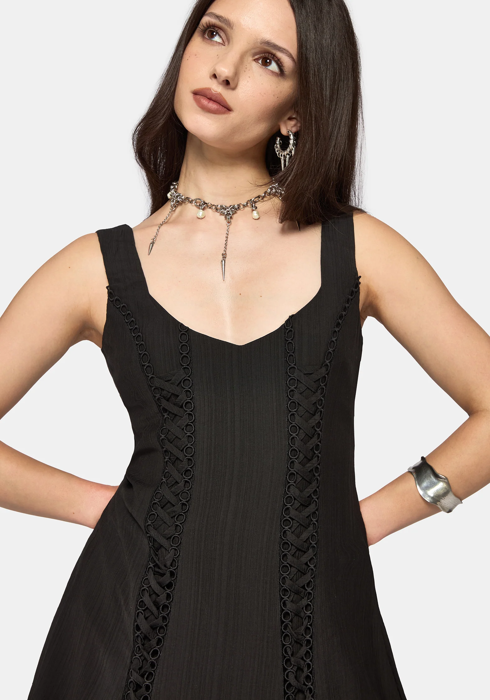 Tasmina Lace Up Front Mini Dress - Image 2
