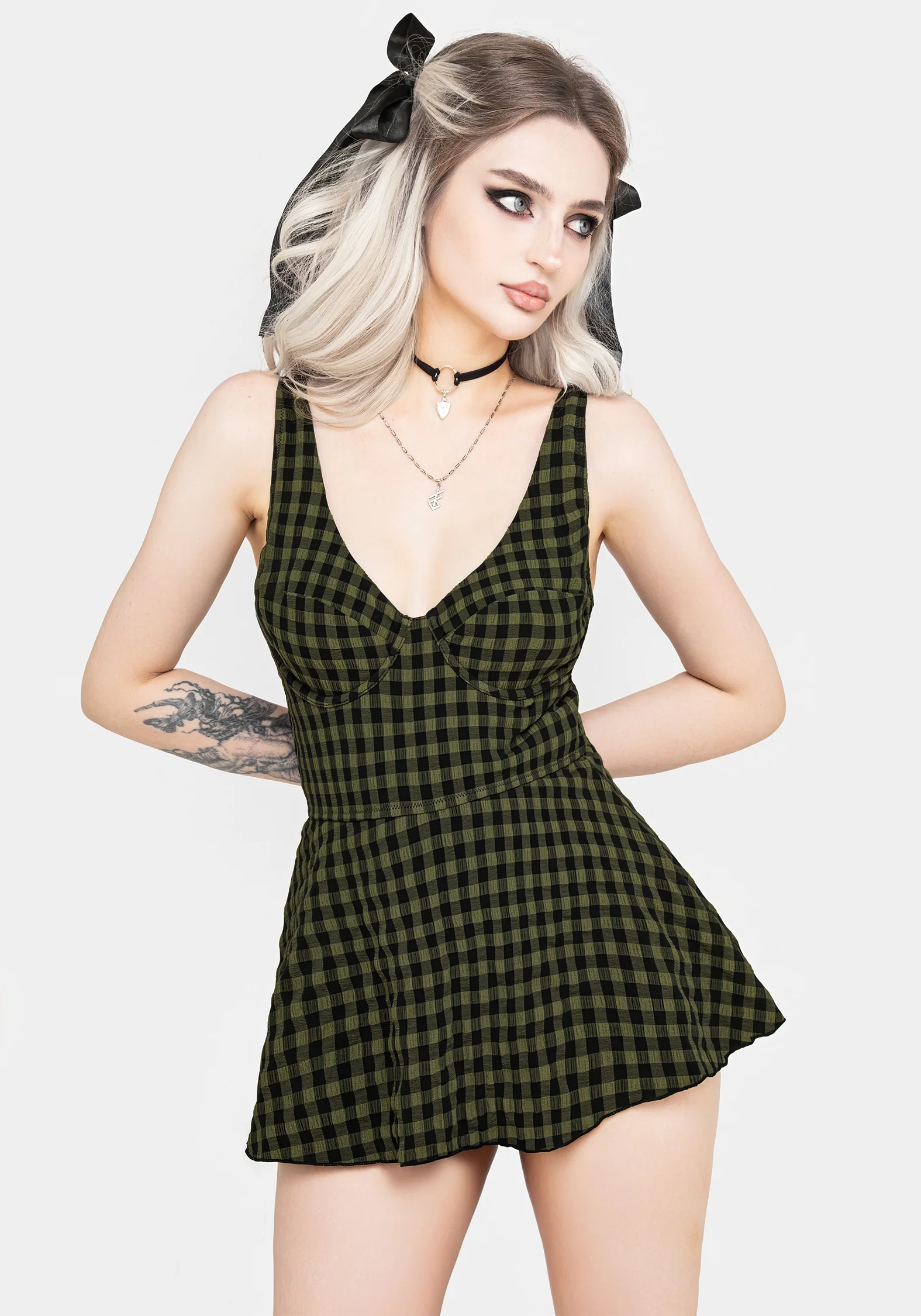Terra Gingham Peplum Skirted Swimsuit - Image 6