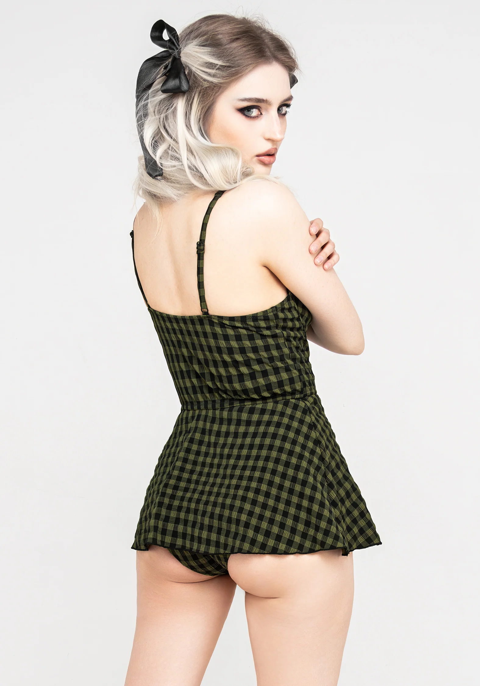 Terra Gingham Peplum Skirted Swimsuit - Image 8