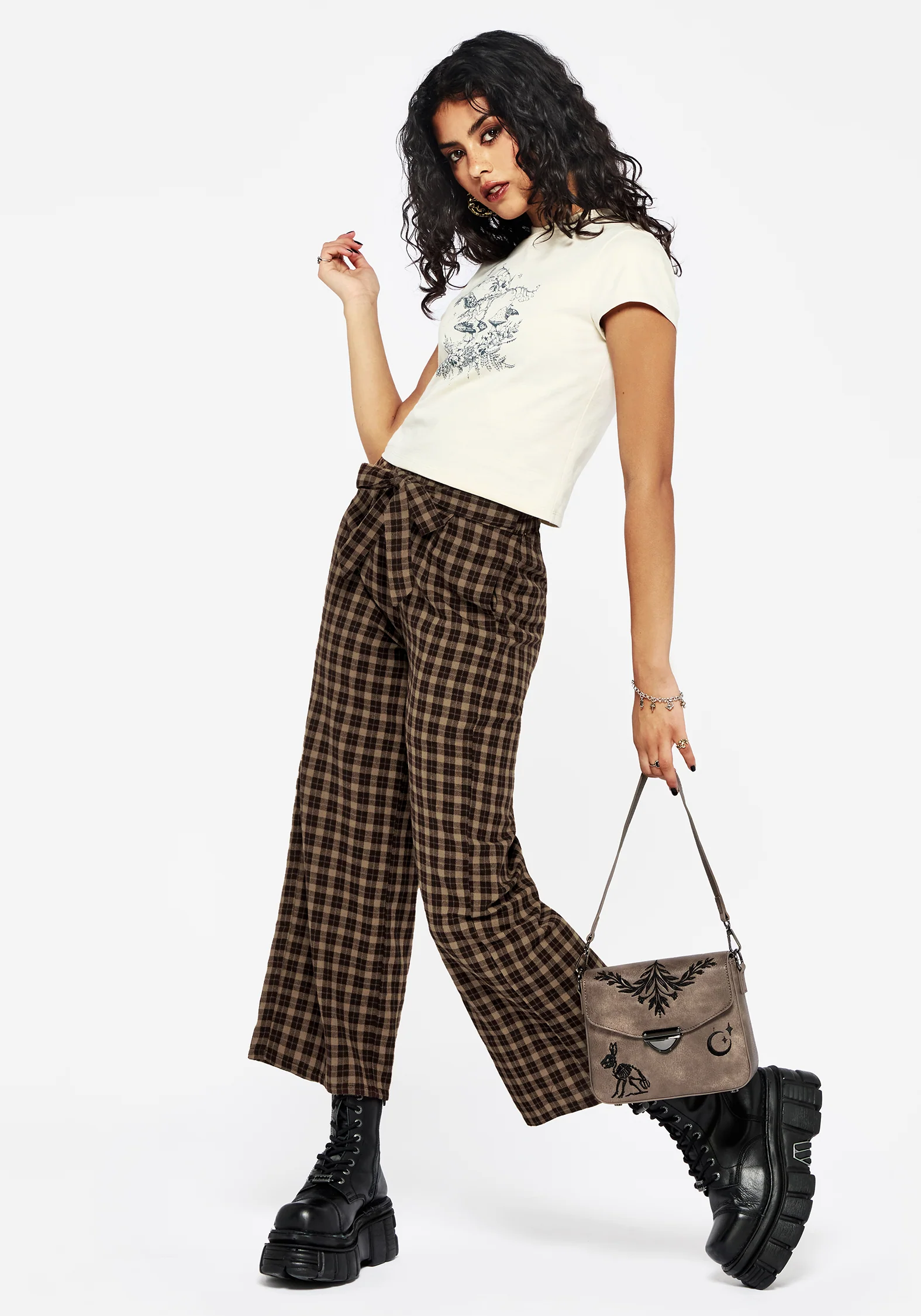 Terra Wide Leg Culotte Trouser - Brown - Image 6