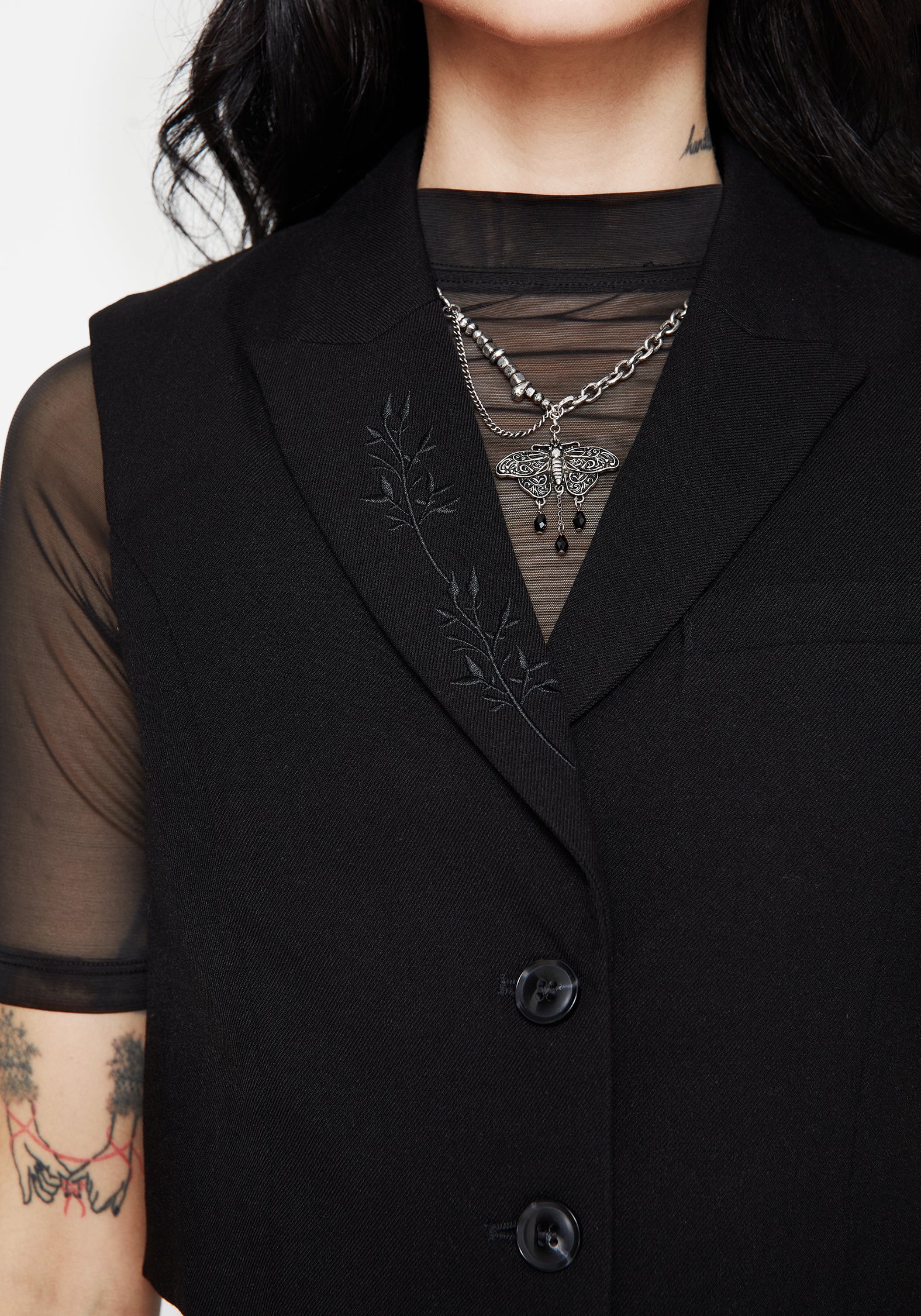 Thora Embroidered Crop Waistcoat - Image 2