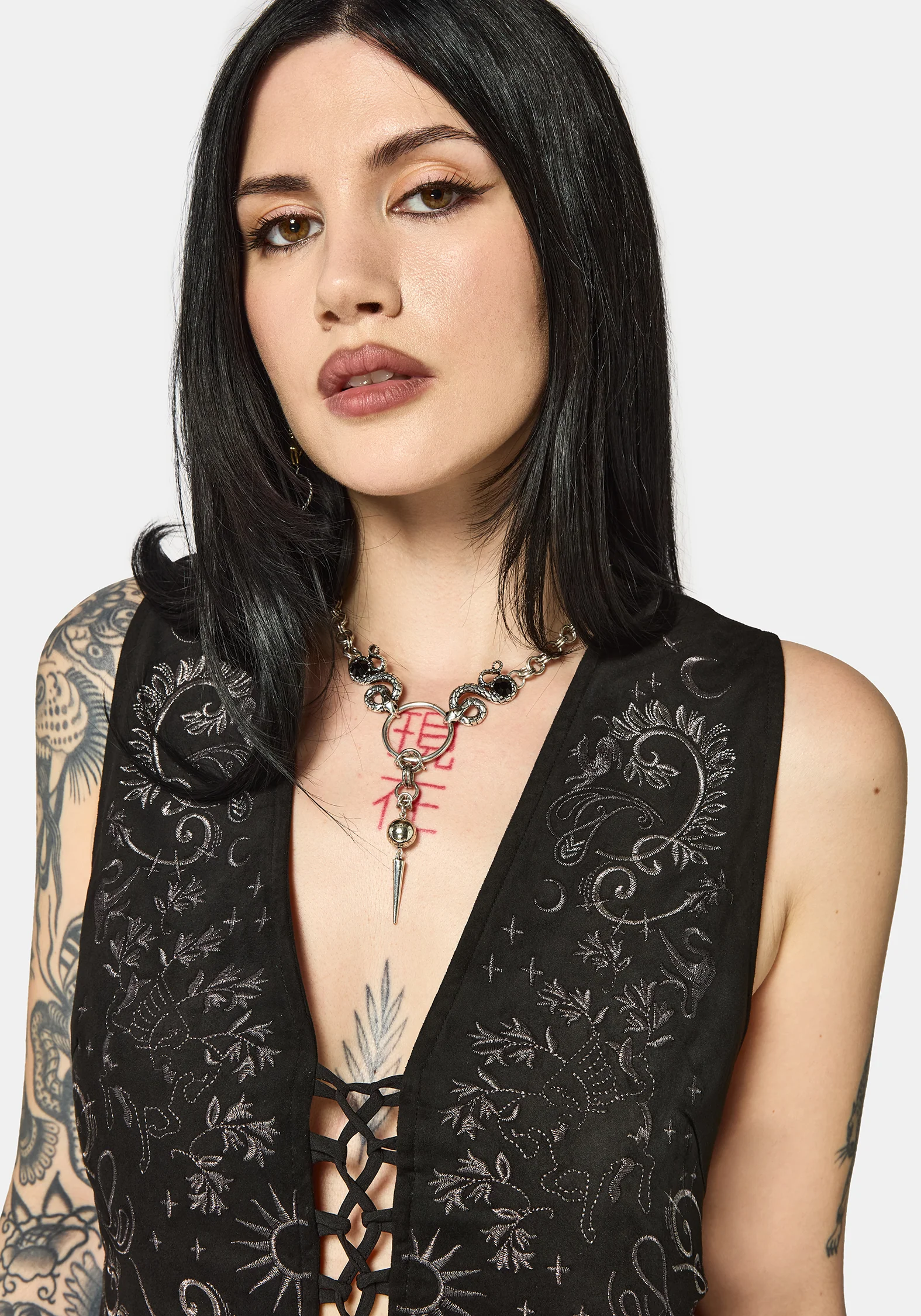 Thorn Bloom Embellished Suede Waistcoat - Image 7