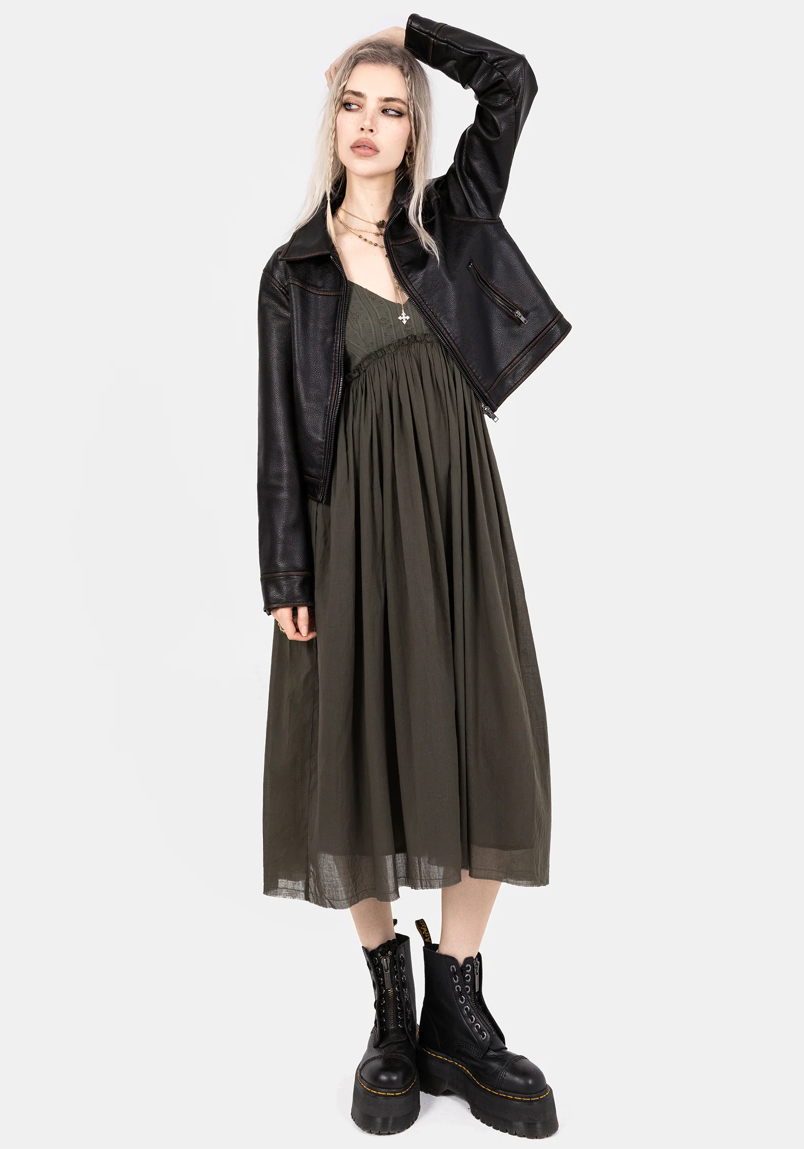 Thyme Cotton Plunge Neck Cami Midi Dress - Image 7