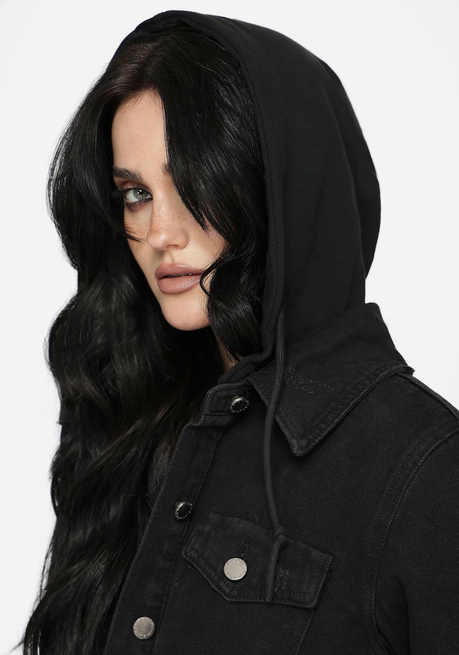 Trellis Hooded Pocket Denim Shacket - Image 2