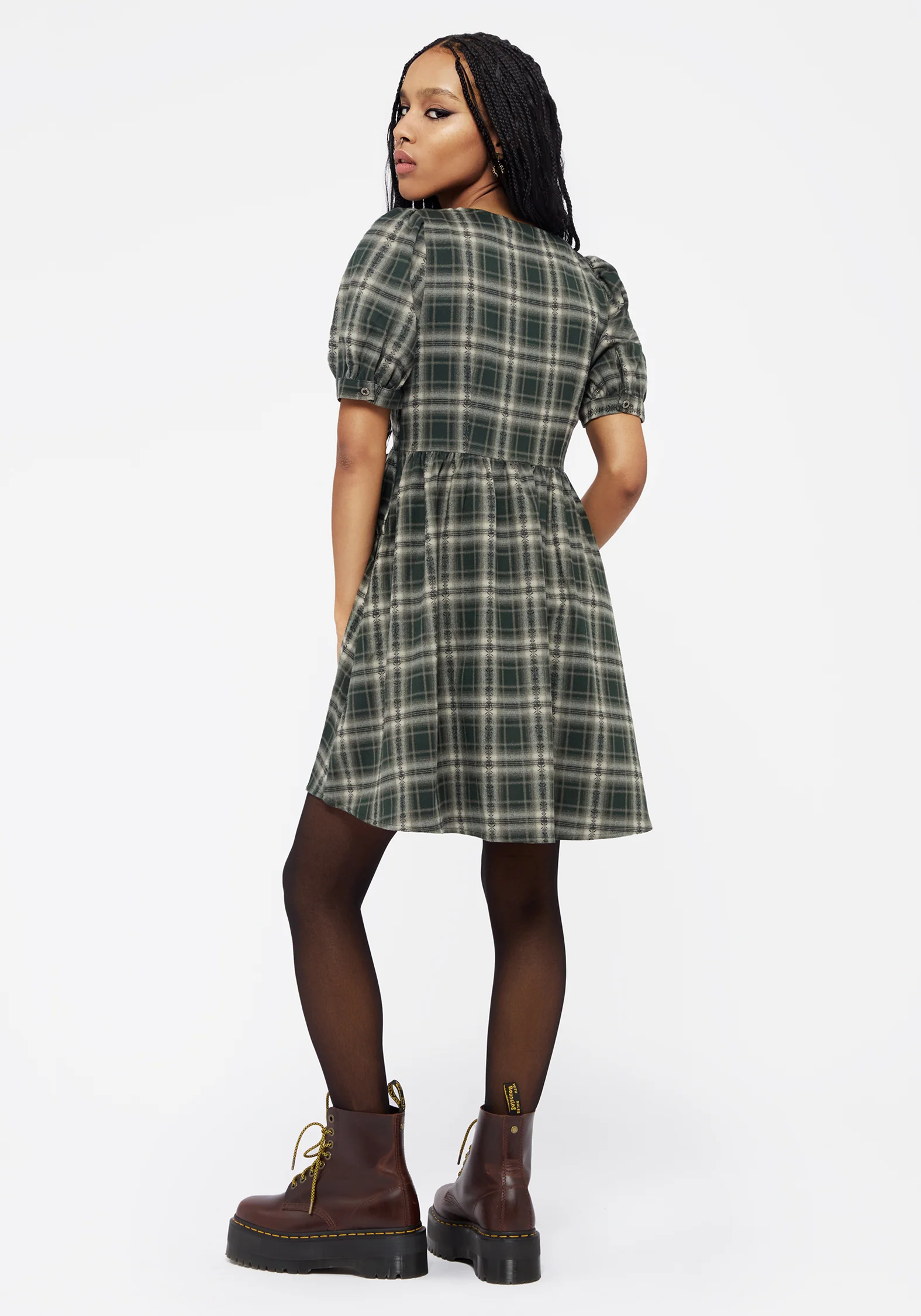 Tulisa Check Button Up Mini Dress - Image 3