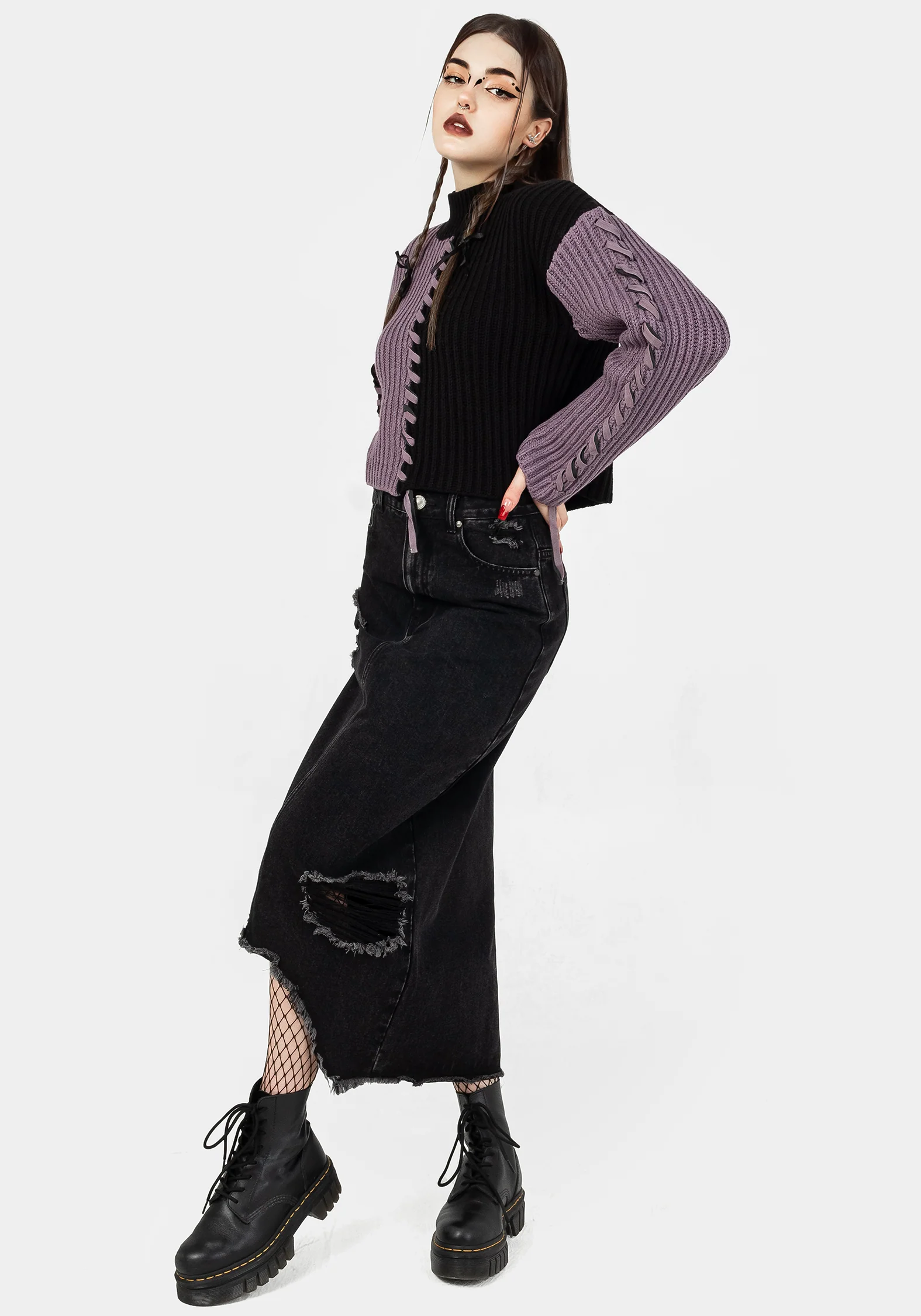 Ursula Distressed Denim Midaxi Skirt - Image 6