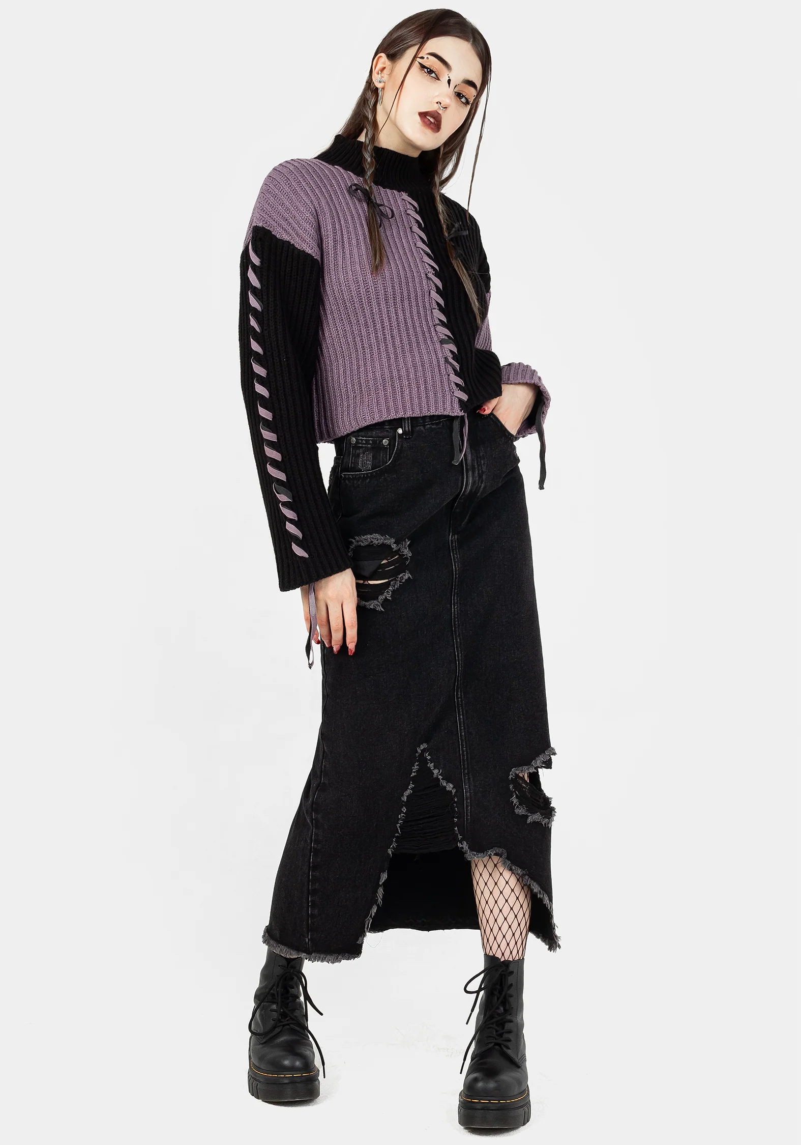 Ursula Distressed Denim Midaxi Skirt - Image 7
