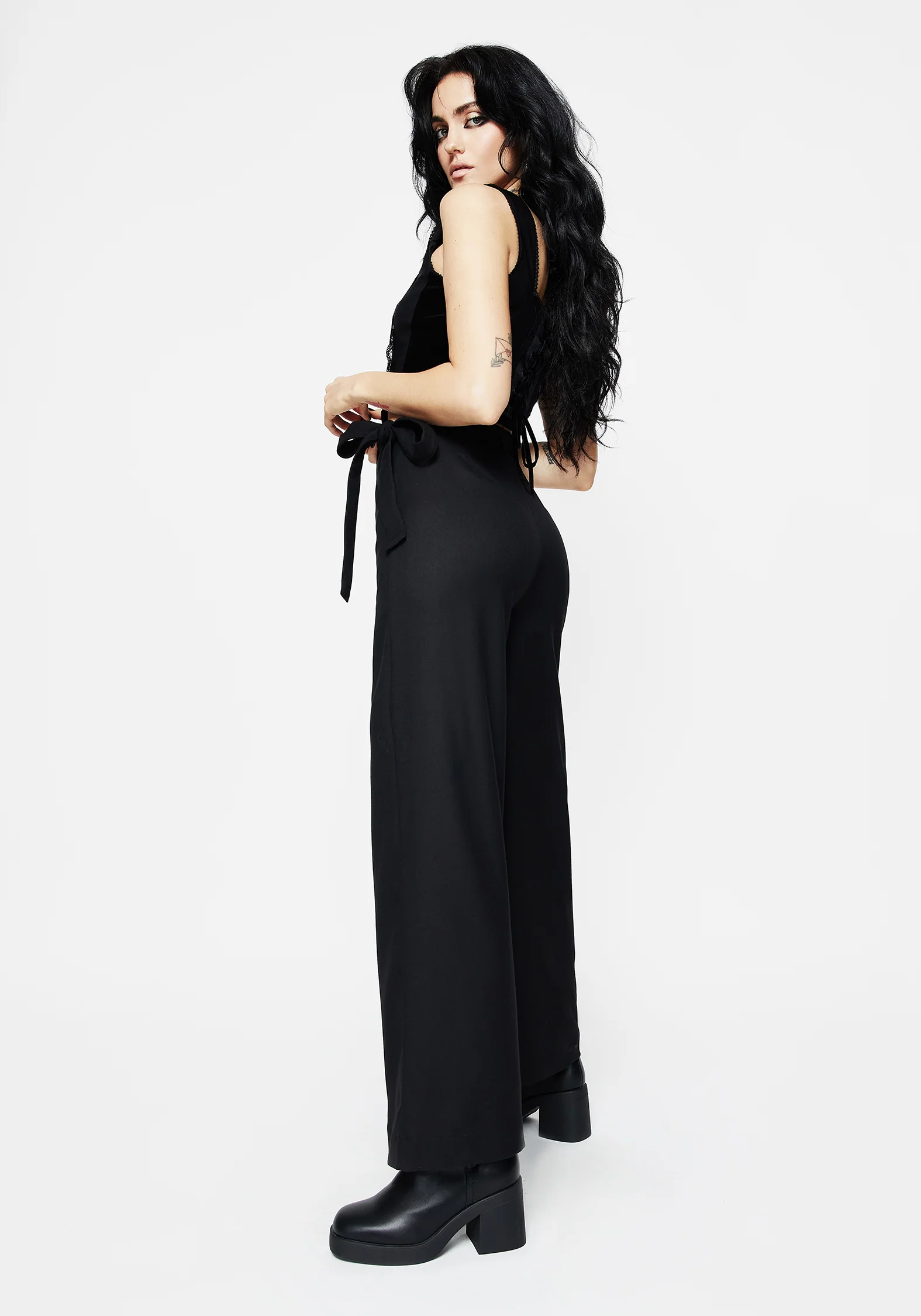 Vault Tie Waist Tailored Flare Trousers - Image 3