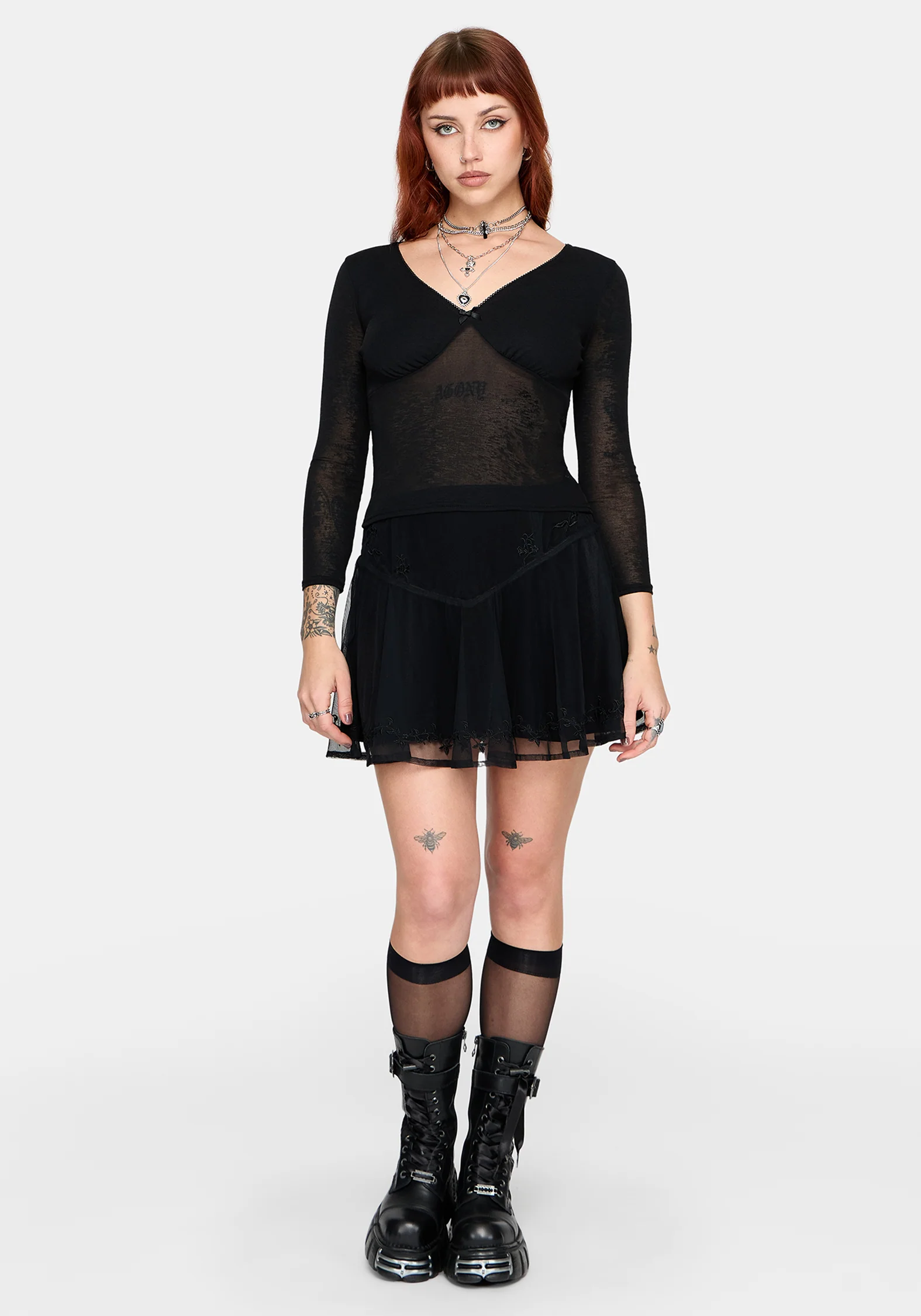 Verity Mesh V Neck Top - Image 4