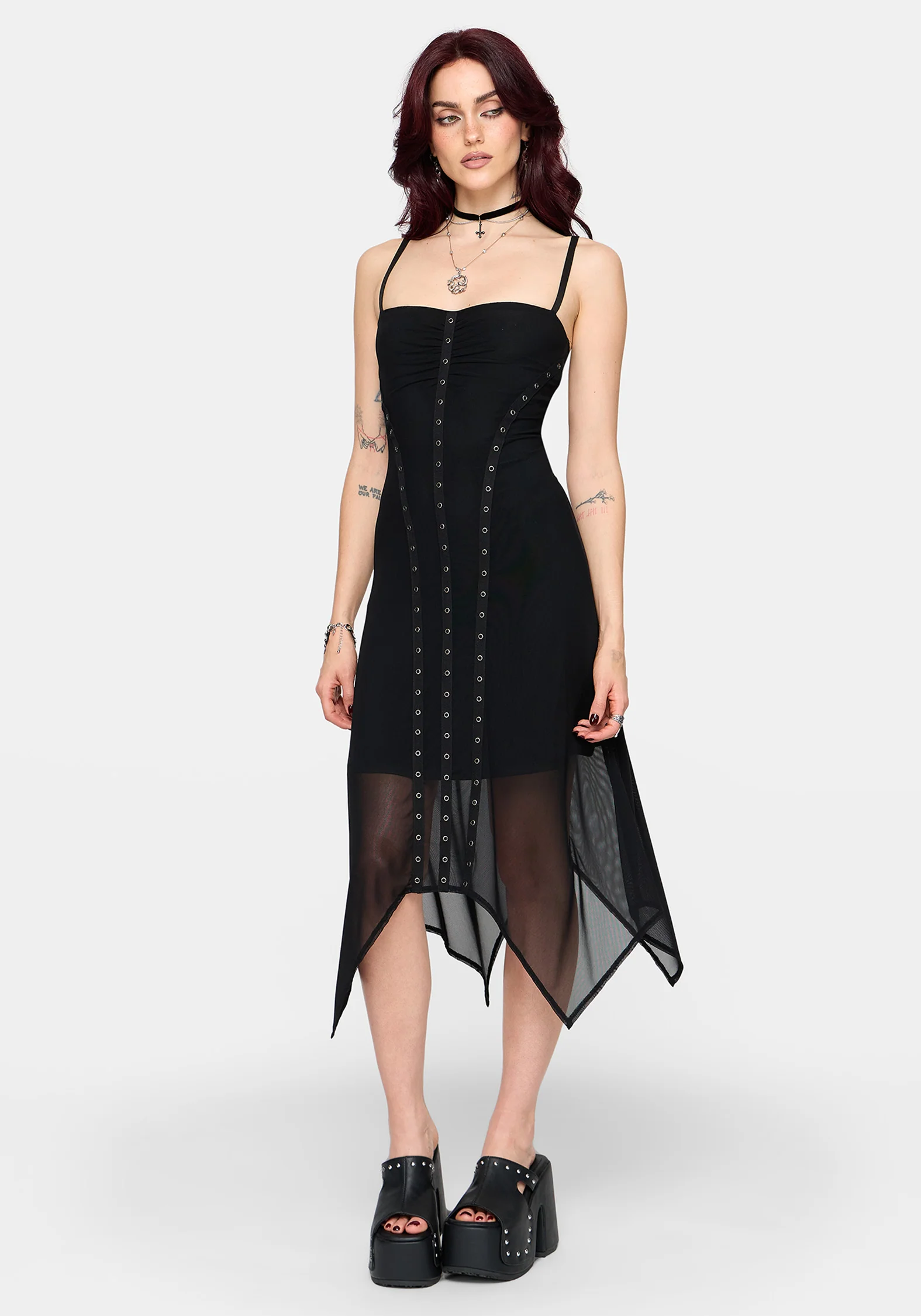 Virella Eyelet Detail Mesh Cami Midaxi Dress - Image 4