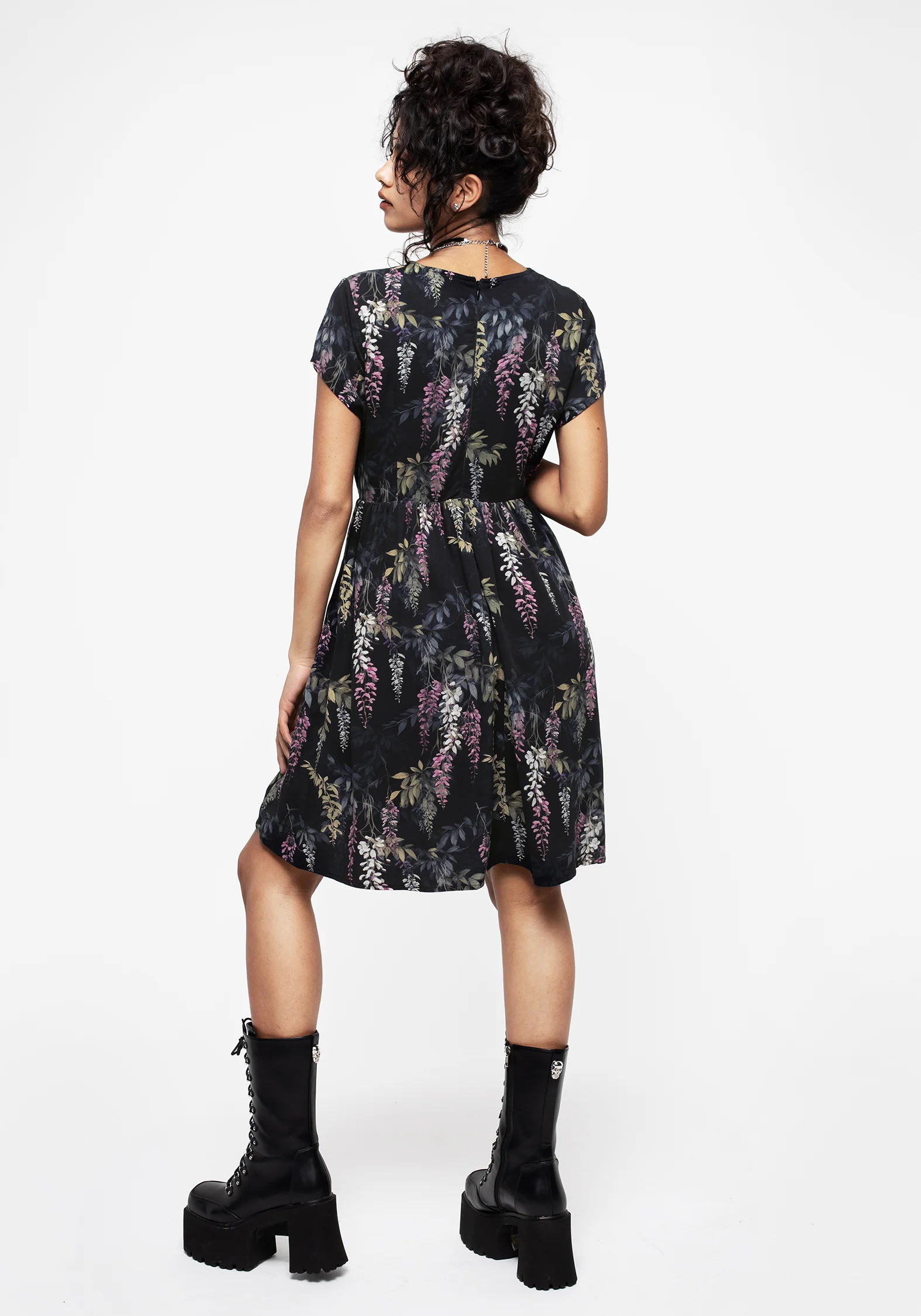 Wisteria Floral Print Mini Skater Dress - Image 2