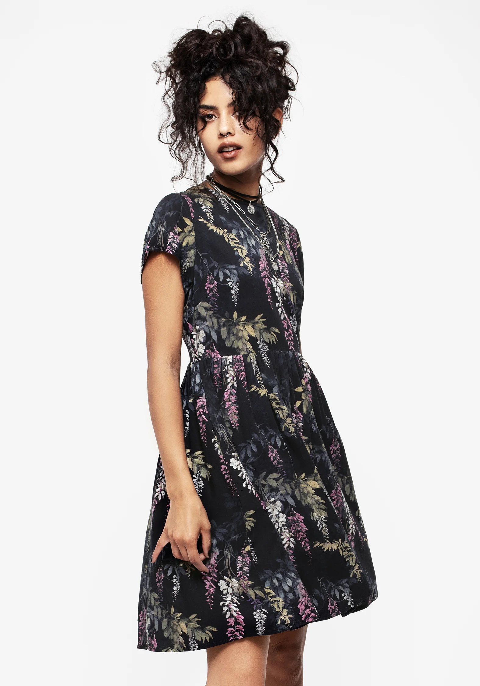Wisteria Floral Print Mini Skater Dress - Image 4
