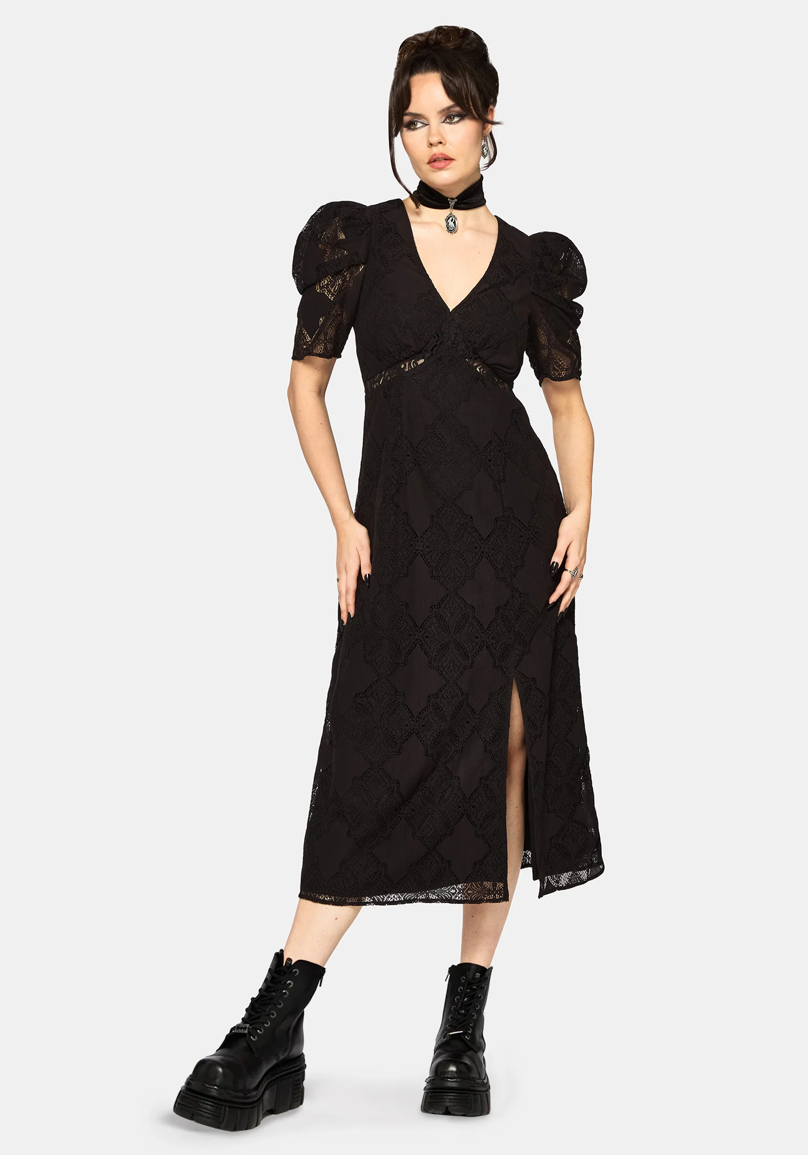Zephyr Crossed Lace Midaxi Dress